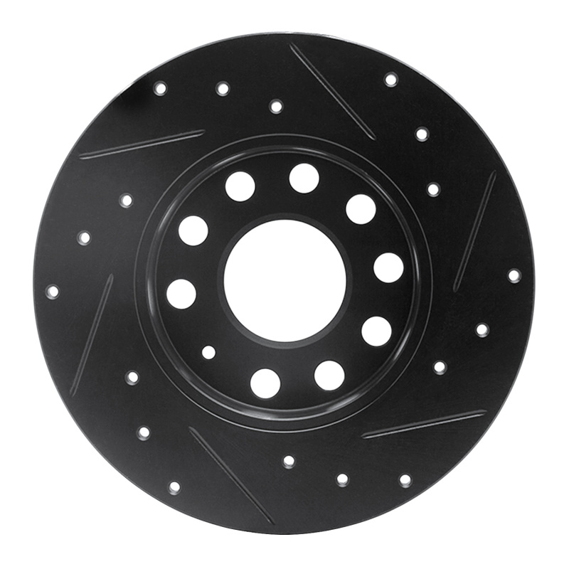 Picture of R1 05-13 Audi A3 Rear Left Drilled & Slotted Black Brake Rotor