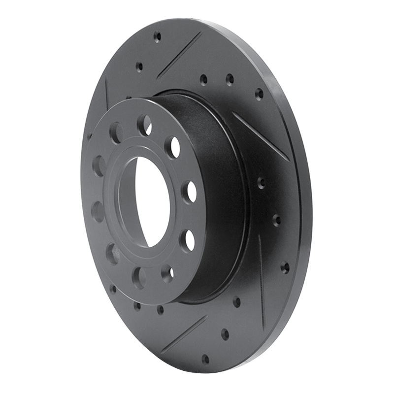 Picture of R1 05-13 Audi A3 Rear Left Drilled & Slotted Black Brake Rotor
