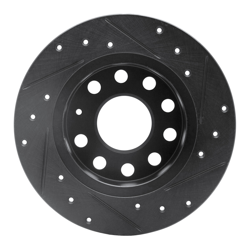 Picture of R1 10-19 Audi A3 Rear Left Drilled & Slotted Black Brake Rotor