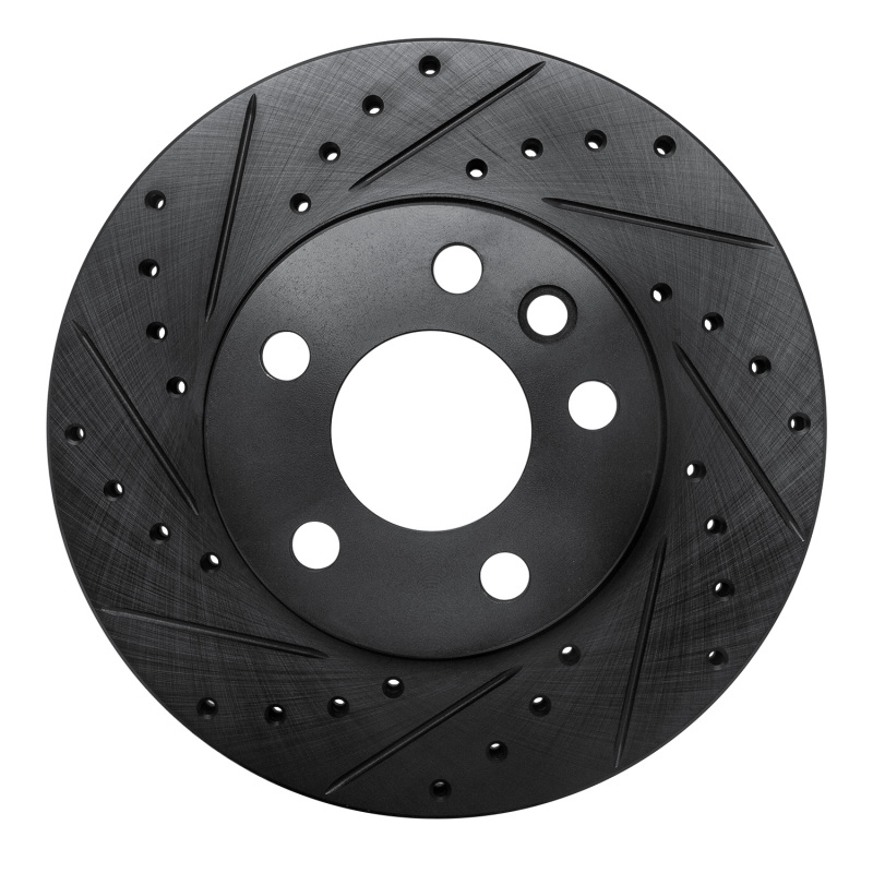 Picture of R1 96-00 Volkswagen EuroVan Front Left Drilled & Slotted Black Brake Rotor