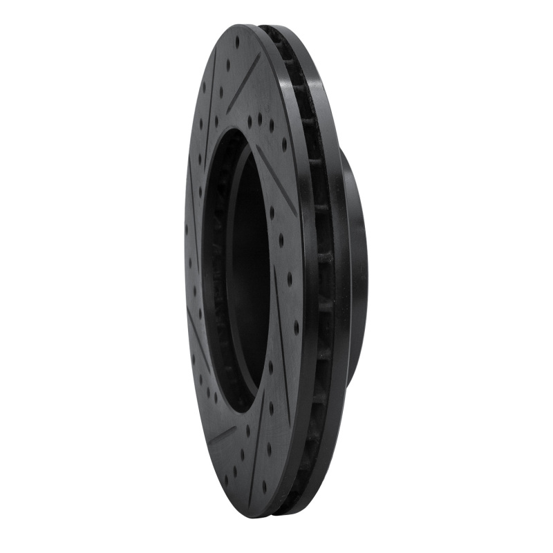 Picture of R1 96-00 Volkswagen EuroVan Front Right Drilled & Slotted Black Brake Rotor