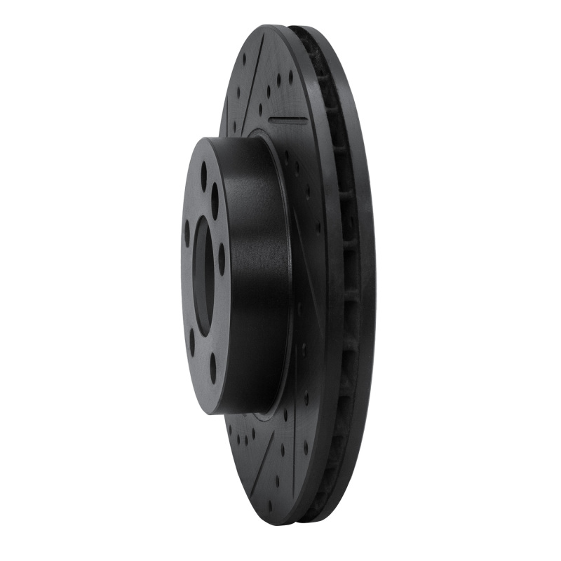 Picture of R1 96-00 Volkswagen EuroVan Front Left Drilled & Slotted Black Brake Rotor