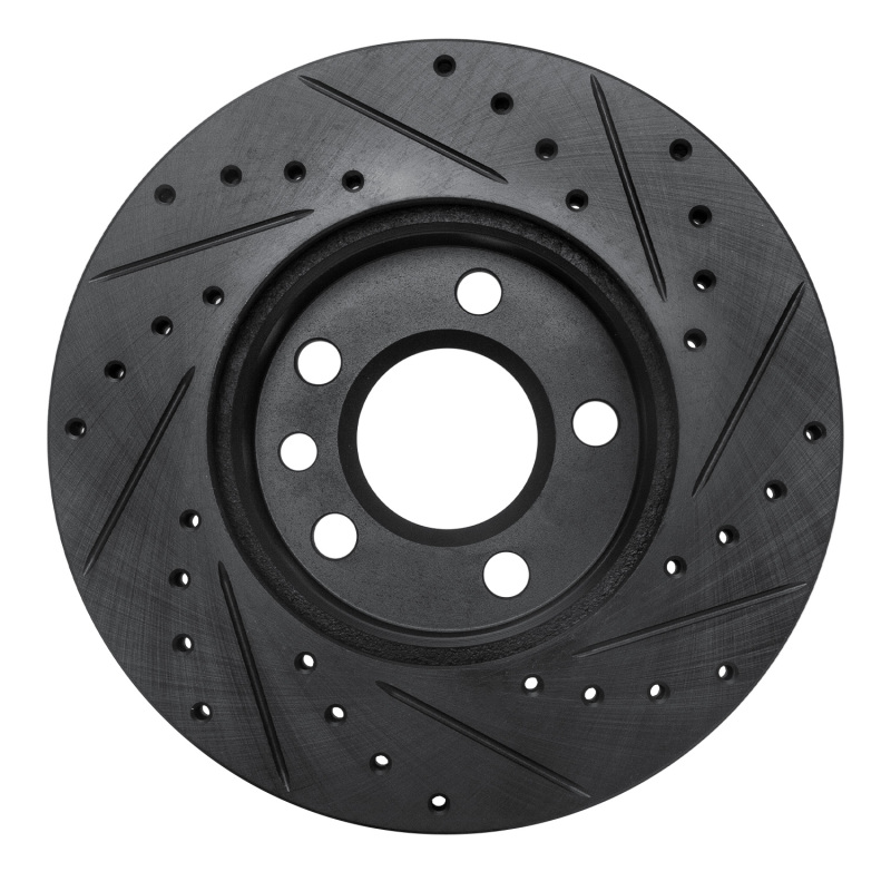 Picture of R1 96-00 Volkswagen EuroVan Front Left Drilled & Slotted Black Brake Rotor