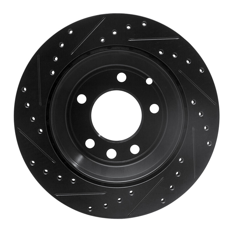 Picture of R1 03-18 Audi Q7 Rear Right Drilled & Slotted Black Brake Rotor