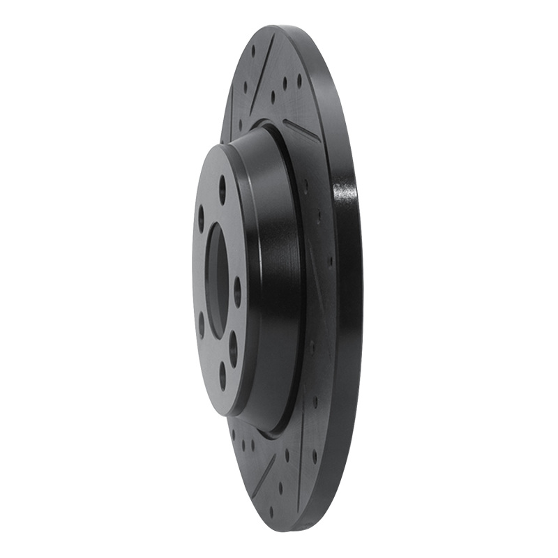 Picture of R1 01-03 Volkswagen EuroVan Rear Left Drilled & Slotted Black Brake Rotor