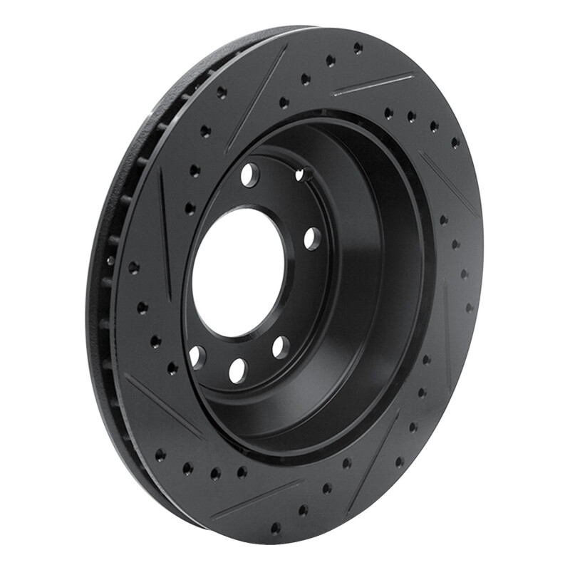 Picture of R1 03-18 Audi Q7 Rear Right Drilled & Slotted Black Brake Rotor