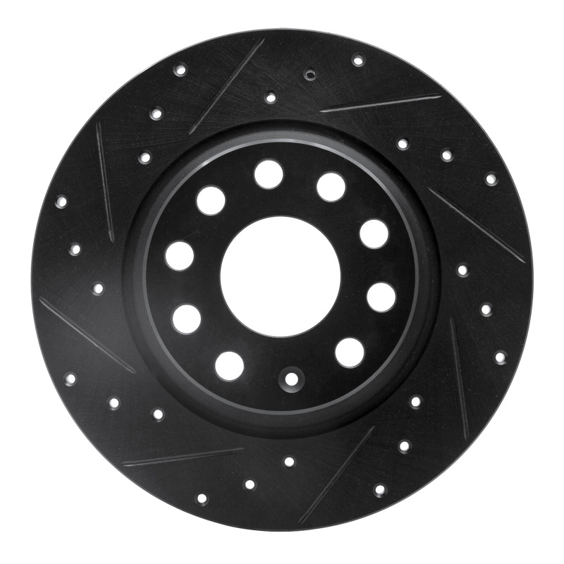 Picture of R1 05-18 Audi A3 Quattro Rear Left Drilled & Slotted Black Brake Rotor