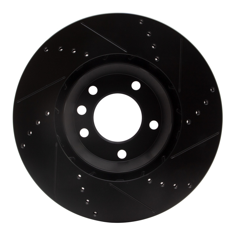 Picture of R1 03-15 Audi Q7 Right Front Drilled & Slotted Black Brake Rotor