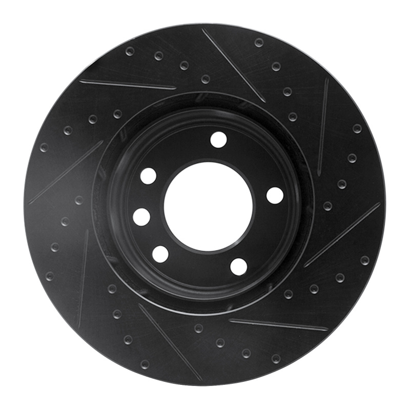 Picture of R1 03-18 Porsche Cayenne Right Front Drilled & Slotted Black Brake Rotor