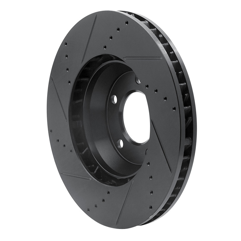 Picture of R1 03-15 Audi Q7 Left Front Drilled & Slotted Black Brake Rotor