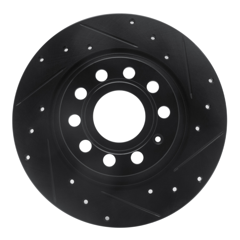 Picture of R1 05-18 Audi A3 Rear Right Drilled & Slotted Black Brake Rotor