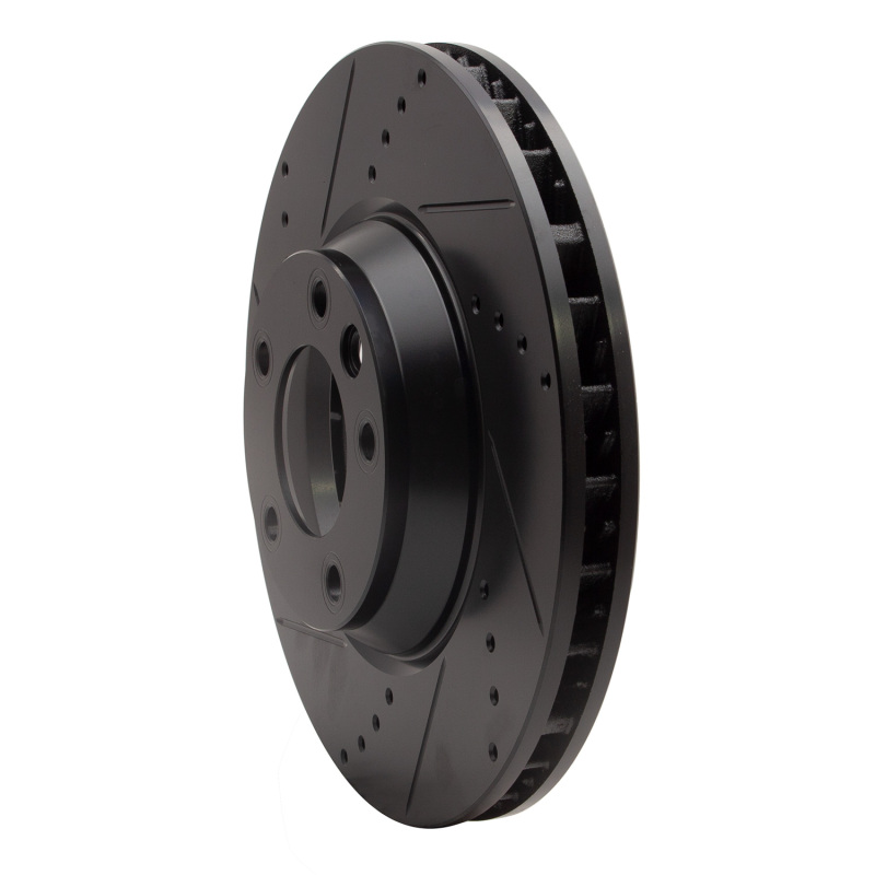 Picture of R1 03-15 Audi Q7 Right Front Drilled & Slotted Black Brake Rotor