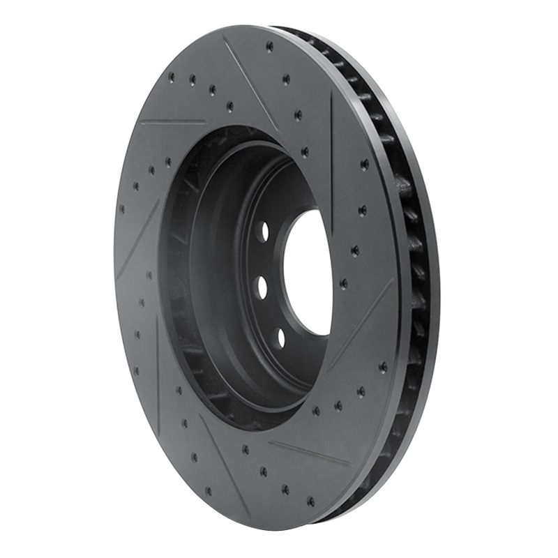 Picture of R1 03-18 Porsche Cayenne Right Front Drilled & Slotted Black Brake Rotor
