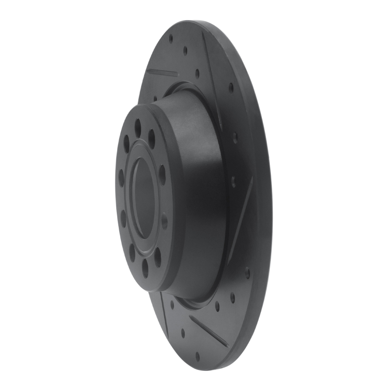 Picture of R1 05-18 Audi A3 Rear Right Drilled & Slotted Black Brake Rotor