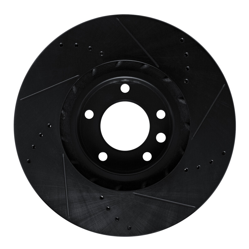 Picture of R1 11-18 Porsche Cayenne Right Front Drilled & Slotted Black Brake Rotor