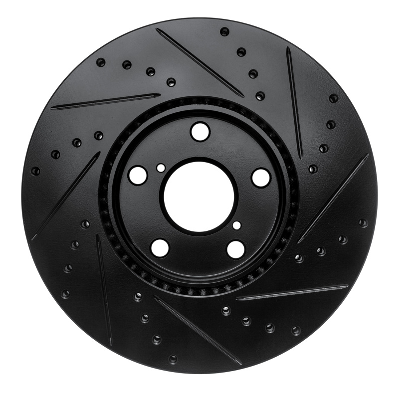 Picture of R1 92-10 Lexus IS300 Front Left Drilled & Slotted Black Brake Rotor