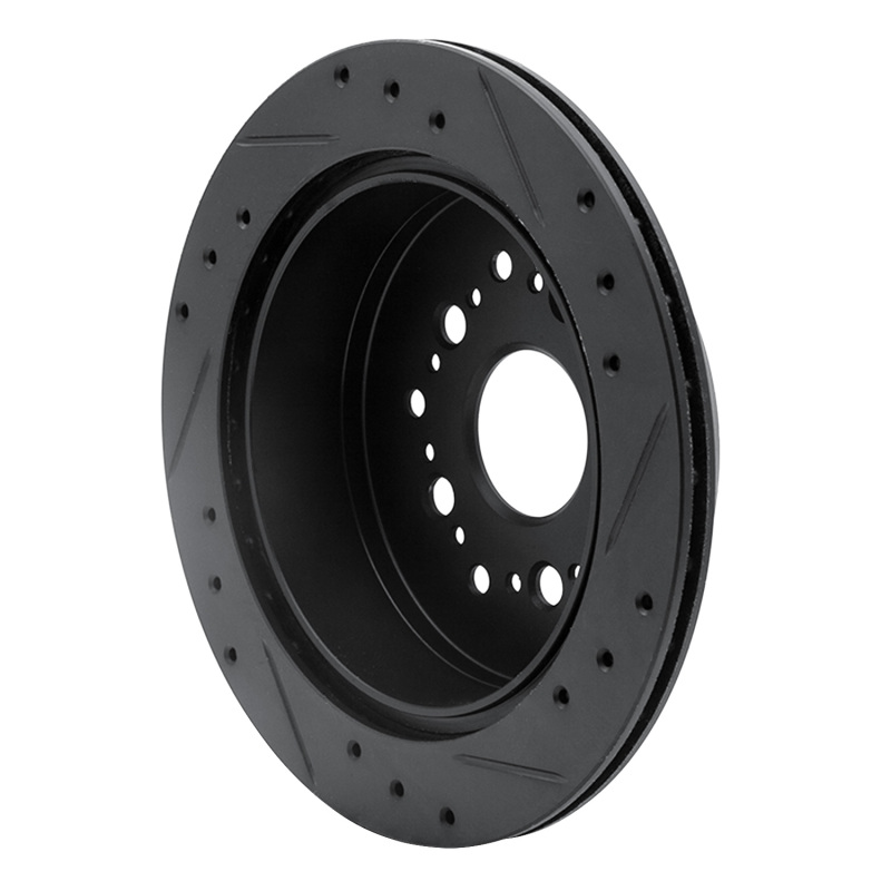 Picture of R1 92-98 Lexus SC300 Rear Left Drilled & Slotted Black Brake Rotor