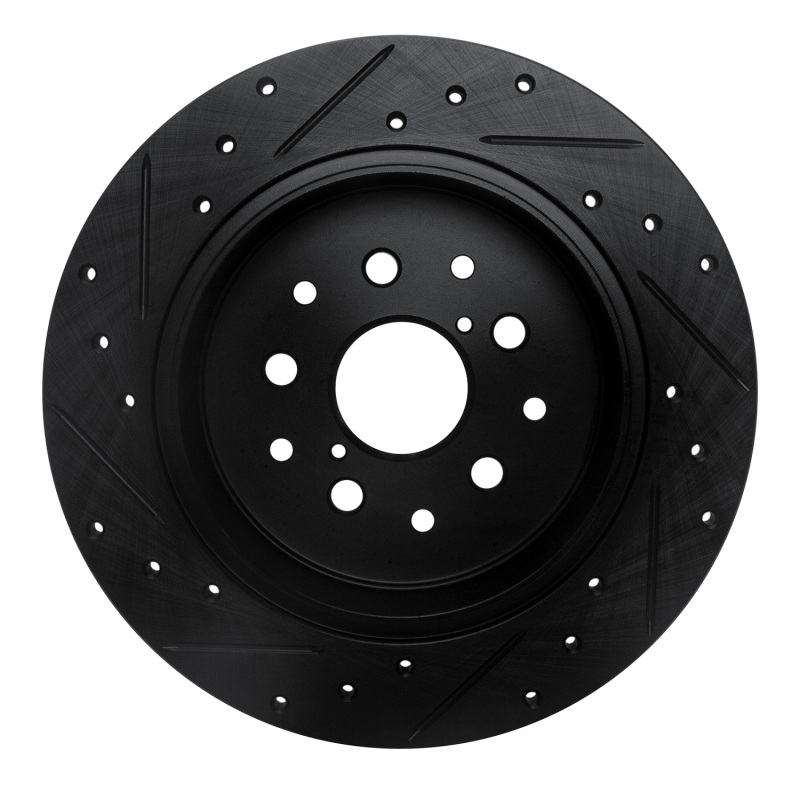 Picture of R1 98-10 Lexus GS400 Rear Right Drilled & Slotted Black Brake Rotor