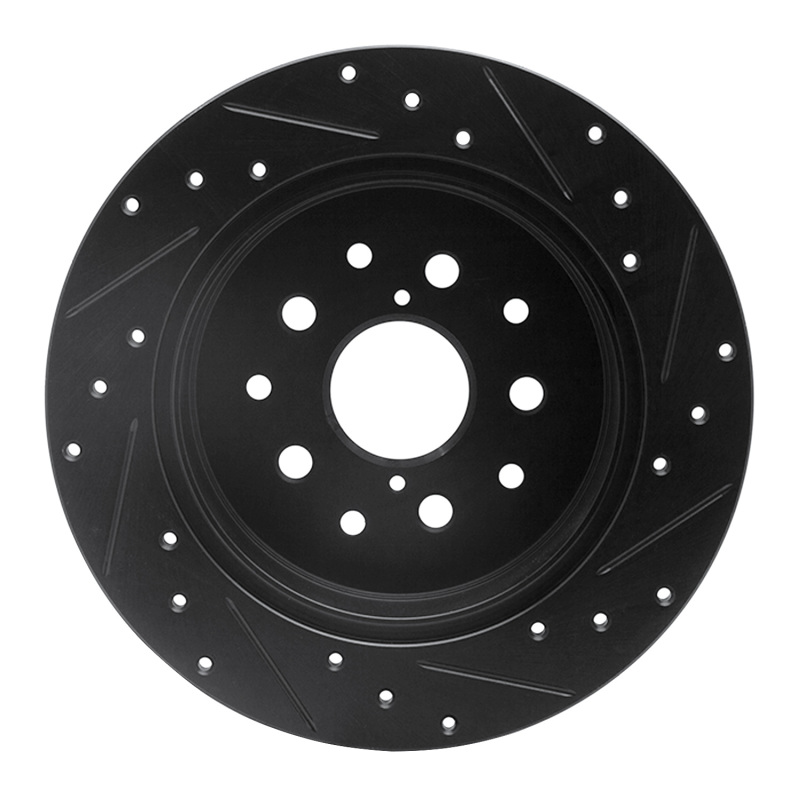 Picture of R1 98-10 Lexus GS430 Rear Left Drilled & Slotted Black Brake Rotor