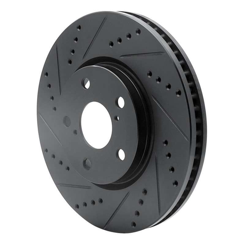 Picture of R1 06-15 Lexus GS300 Right Front Drilled & Slotted Black Brake Rotor