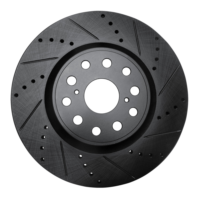 Picture of R1 07-23 Lexus LS460 Front Right Drilled & Slotted Black Brake Rotor