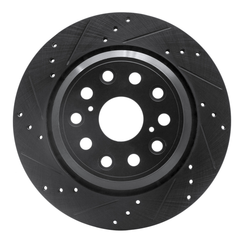 Picture of R1 07-17 Lexus LS460 Rear Left Drilled & Slotted Black Brake Rotor