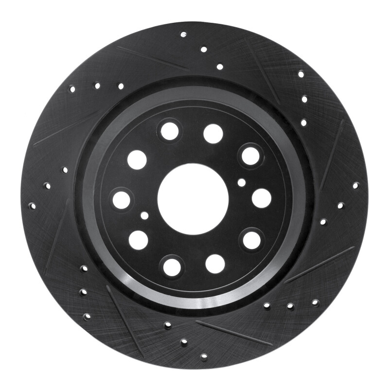 Picture of R1 07-17 Lexus LS460 Rear Right Drilled & Slotted Black Brake Rotor