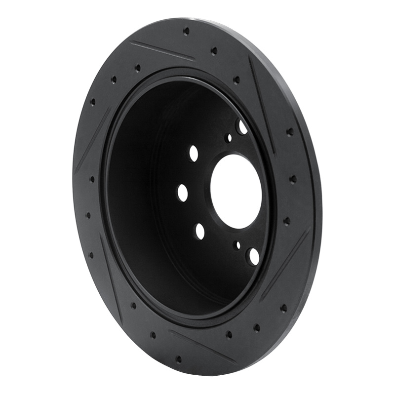 Picture of R1 06-15 Lexus IS250 Rear Left Drilled & Slotted Black Brake Rotor