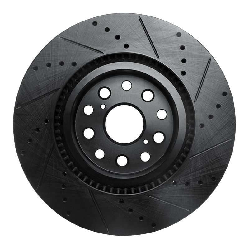 Picture of R1 07-23 Lexus LS460 Front Left Drilled & Slotted Black Brake Rotor