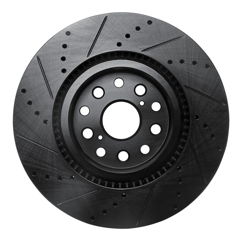Picture of R1 07-23 Lexus LS460 Front Right Drilled & Slotted Black Brake Rotor