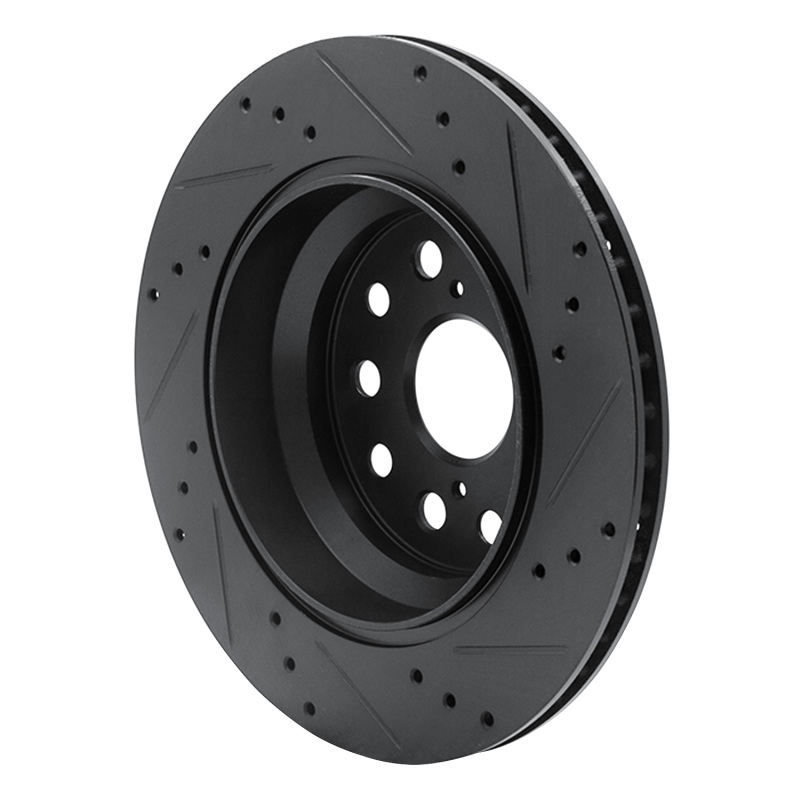 Picture of R1 07-17 Lexus LS460 Rear Left Drilled & Slotted Black Brake Rotor