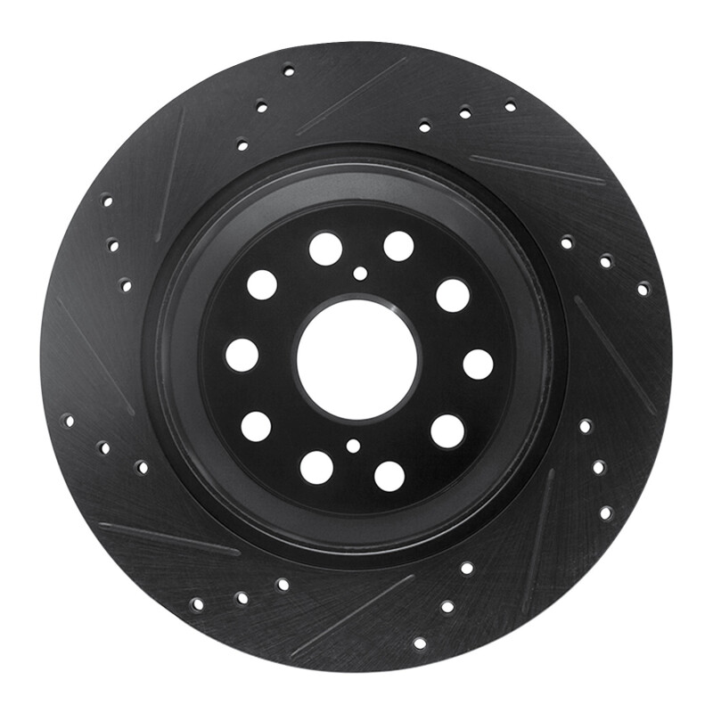 Picture of R1 07-17 Lexus LS460 Rear Right Drilled & Slotted Black Brake Rotor