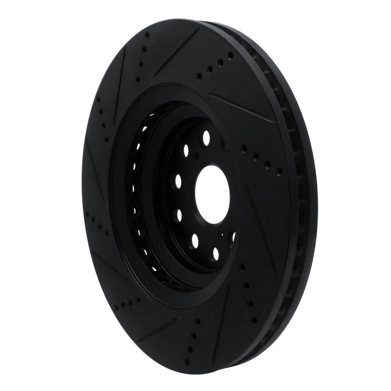 Picture of R1 07-23 Lexus LS500 Right Front Drilled & Slotted Black Brake Rotor