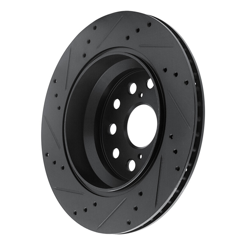 Picture of R1 07-17 Lexus LS460 Rear Right Drilled & Slotted Black Brake Rotor