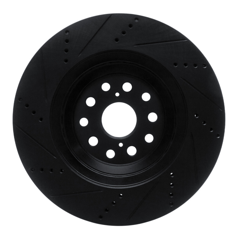 Picture of R1 07-23 Lexus LS500 Right Front Drilled & Slotted Black Brake Rotor