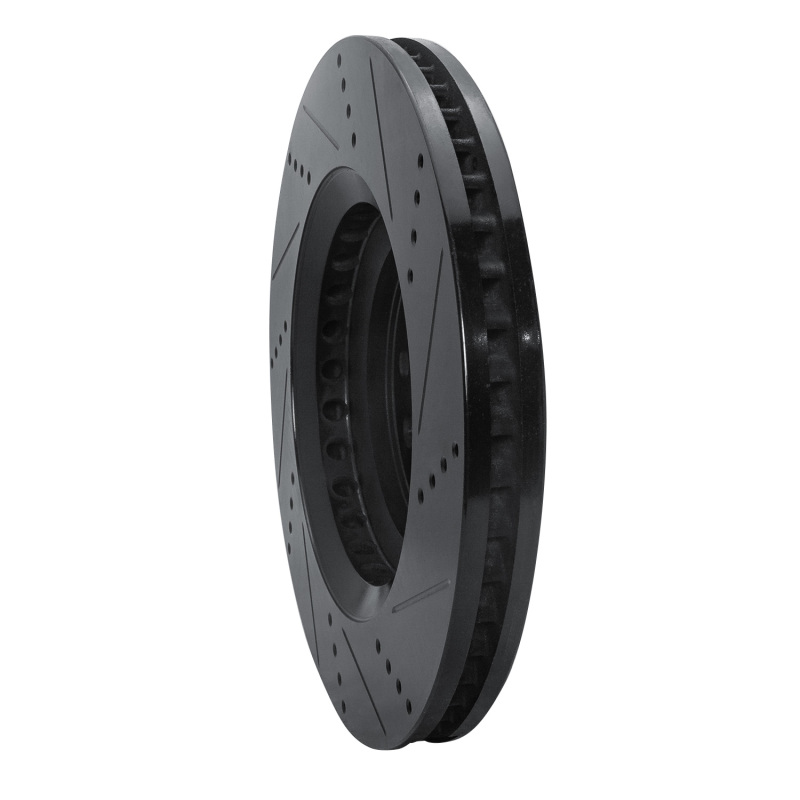 Picture of R1 07-23 Lexus LS500h Left Front Drilled & Slotted Black Brake Rotor