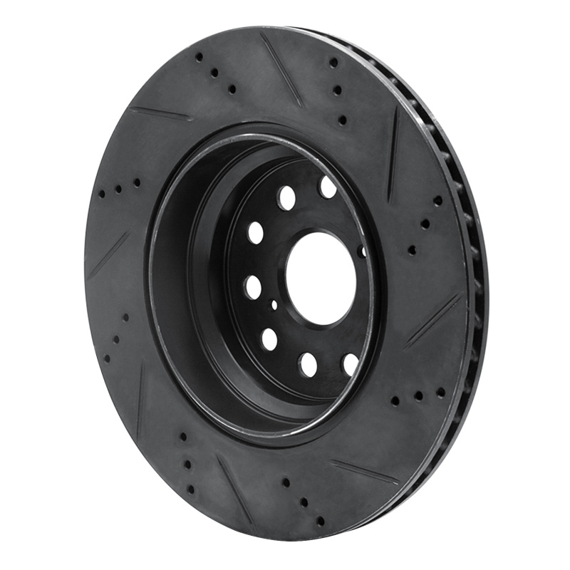 Picture of R1 07-17 Lexus LS460 Left Rear Drilled & Slotted Black Brake Rotor