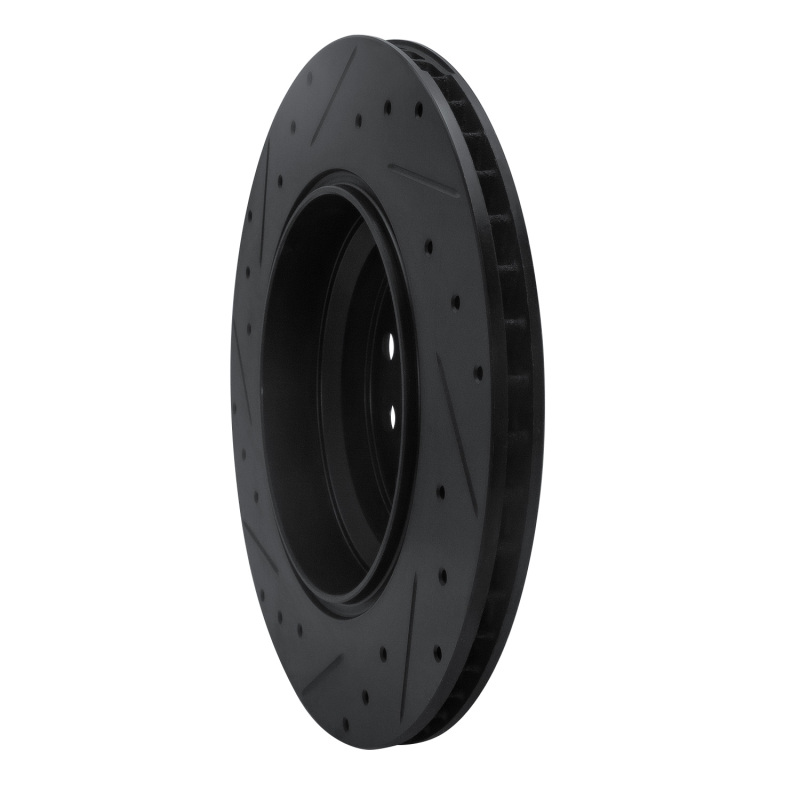 Picture of R1 07-17 Lexus LS460 Right Rear Drilled & Slotted Black Brake Rotor