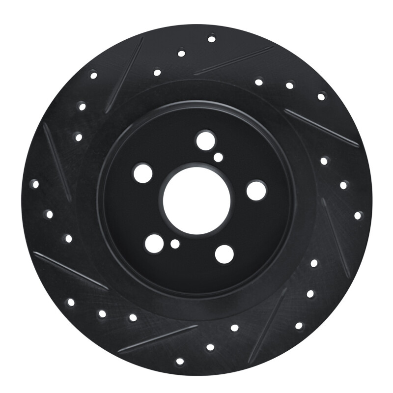 Picture of R1 11-17 Lexus CT200H Rear Right Drilled & Slotted Black Brake Rotor