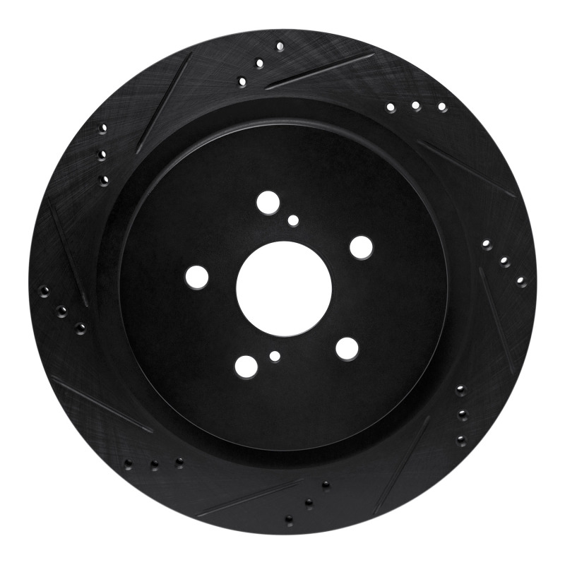 Picture of R1 16-22 Lexus RX350 Rear Left Drilled & Slotted Black Brake Rotor