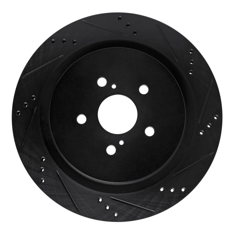 Picture of R1 16-22 Lexus RX350 Rear Right Drilled & Slotted Black Brake Rotor