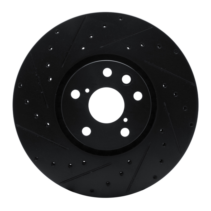 Picture of R1 06-20 Lexus GS350 Left Front Drilled & Slotted Black Brake Rotor