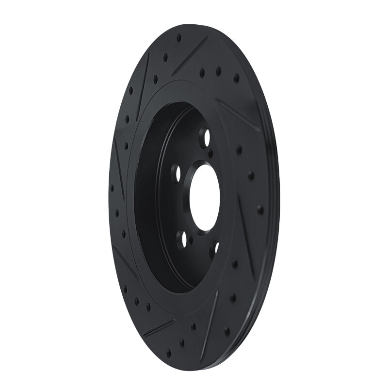 Picture of R1 11-17 Lexus CT200H Rear Right Drilled & Slotted Black Brake Rotor