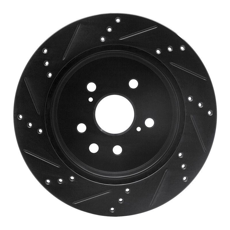 Picture of R1 06-20 Lexus IS250 Rear Right Drilled & Slotted Black Brake Rotor