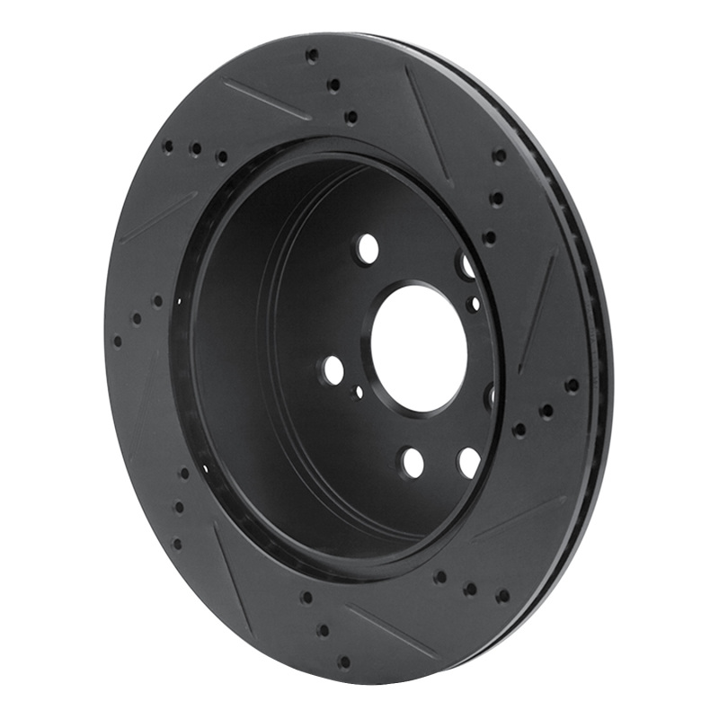 Picture of R1 06-20 Lexus GS300 Rear Left Drilled & Slotted Black Brake Rotor