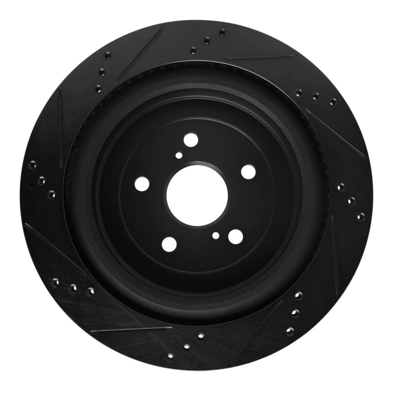 Picture of R1 16-22 Lexus RX350 Rear Right Drilled & Slotted Black Brake Rotor