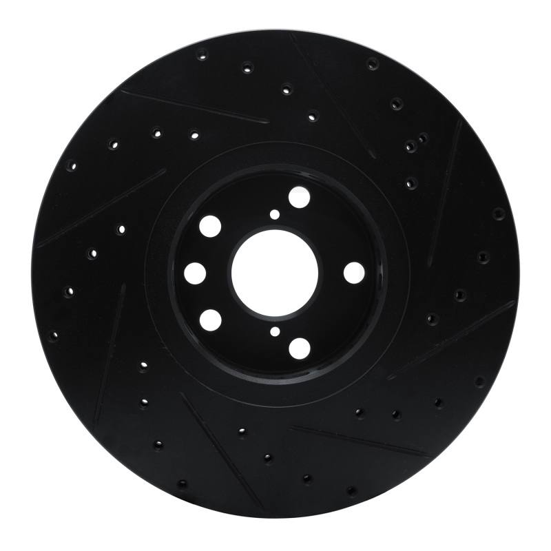 Picture of R1 06-20 Lexus GS350 Left Front Drilled & Slotted Black Brake Rotor
