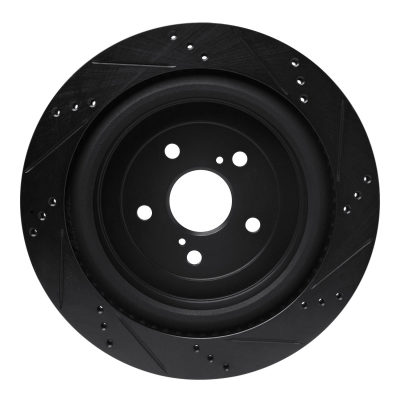Picture of R1 16-22 Lexus RX350 Rear Left Drilled & Slotted Black Brake Rotor