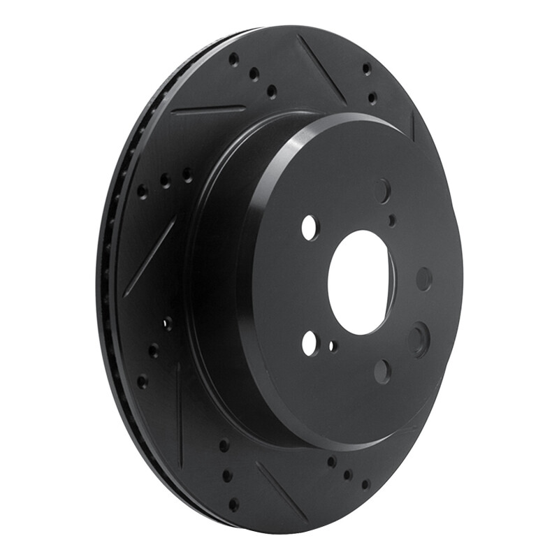 Picture of R1 06-20 Lexus IS250 Rear Right Drilled & Slotted Black Brake Rotor