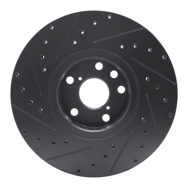Picture of R1 06-20 Lexus IS350 Right Front Drilled & Slotted Black Brake Rotor